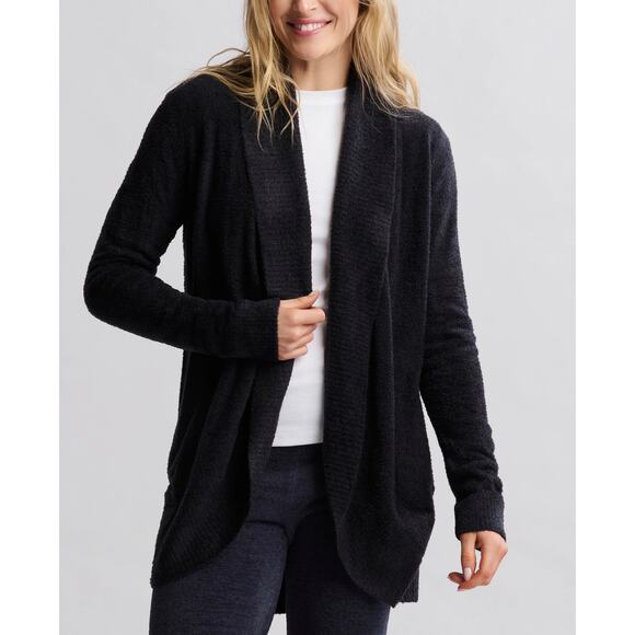 BAREFOOT DREAMS CozyChic Lite Circle Cardi Womens Large XL Black Sweater NEW - Picture 1 of 15